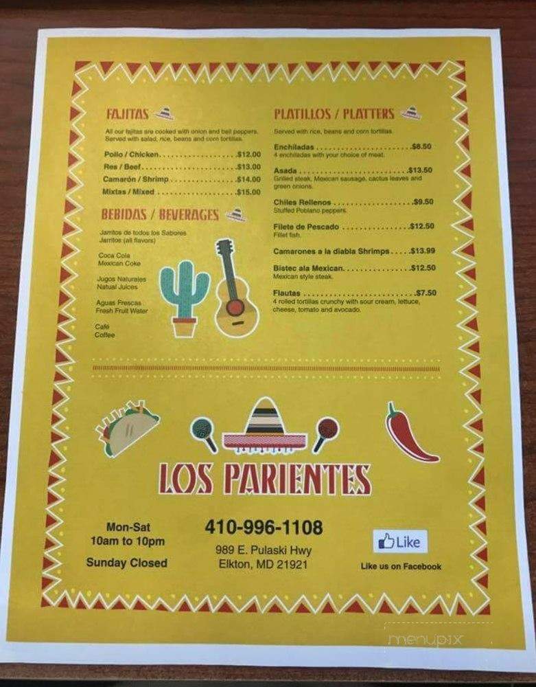 Los Parientes Mexican Restraunt - Elkton, MD menu_pic