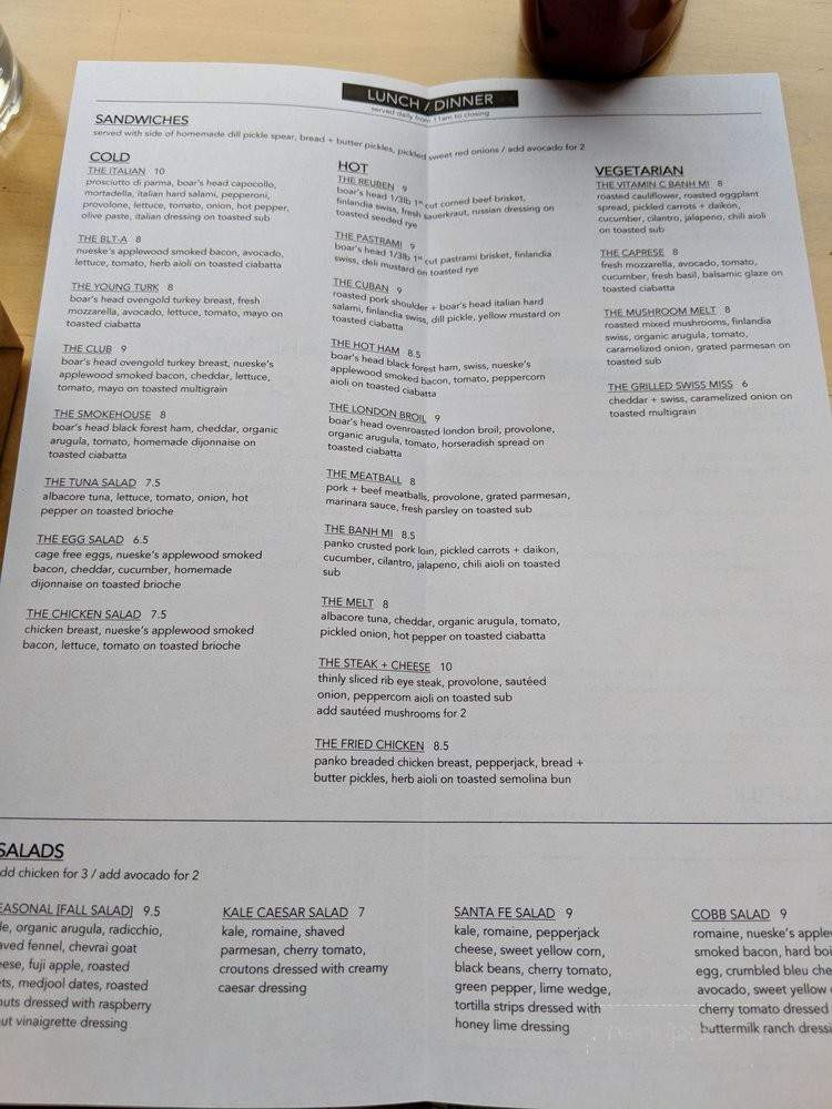 The Sandwich Shop - Vienna, VA menu_pic