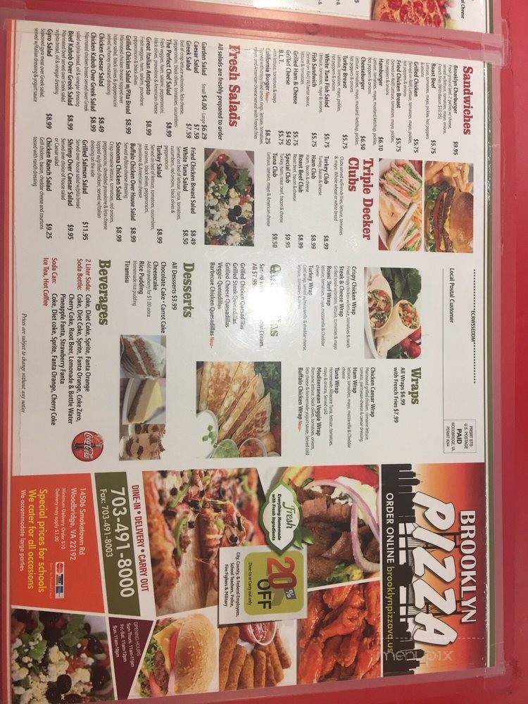 Brooklyn Pizza - Woodbridge, VA menu_pic