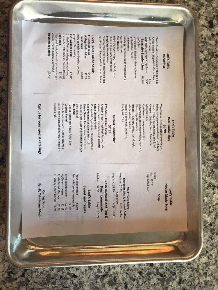 Lori's Table - Alexandria, VA menu_pic
