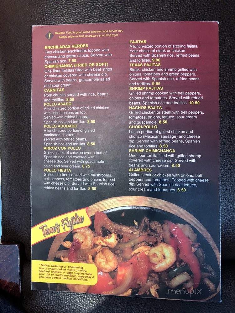 El Jimador Azteca - Fredericksburg, VA menu_pic