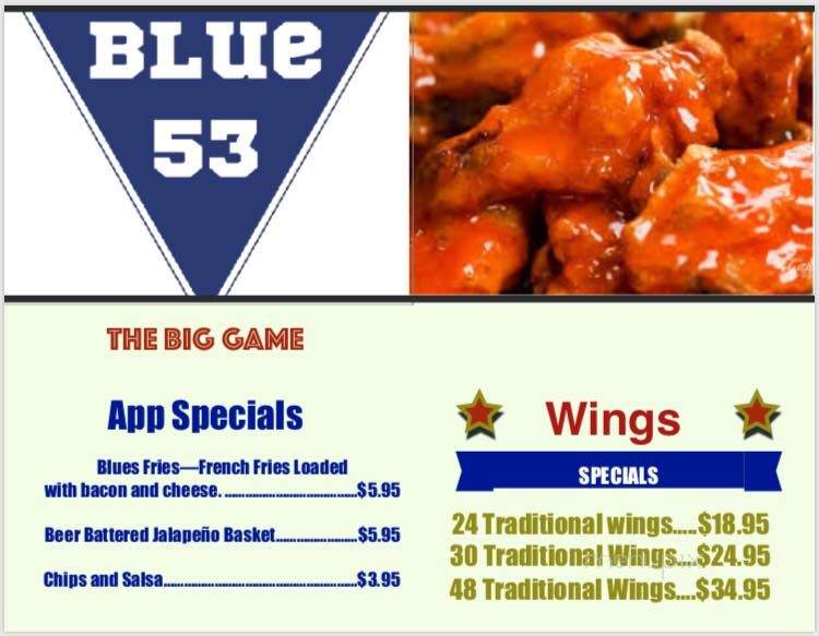 Blue 53 - Palmyra, VA menu_pic