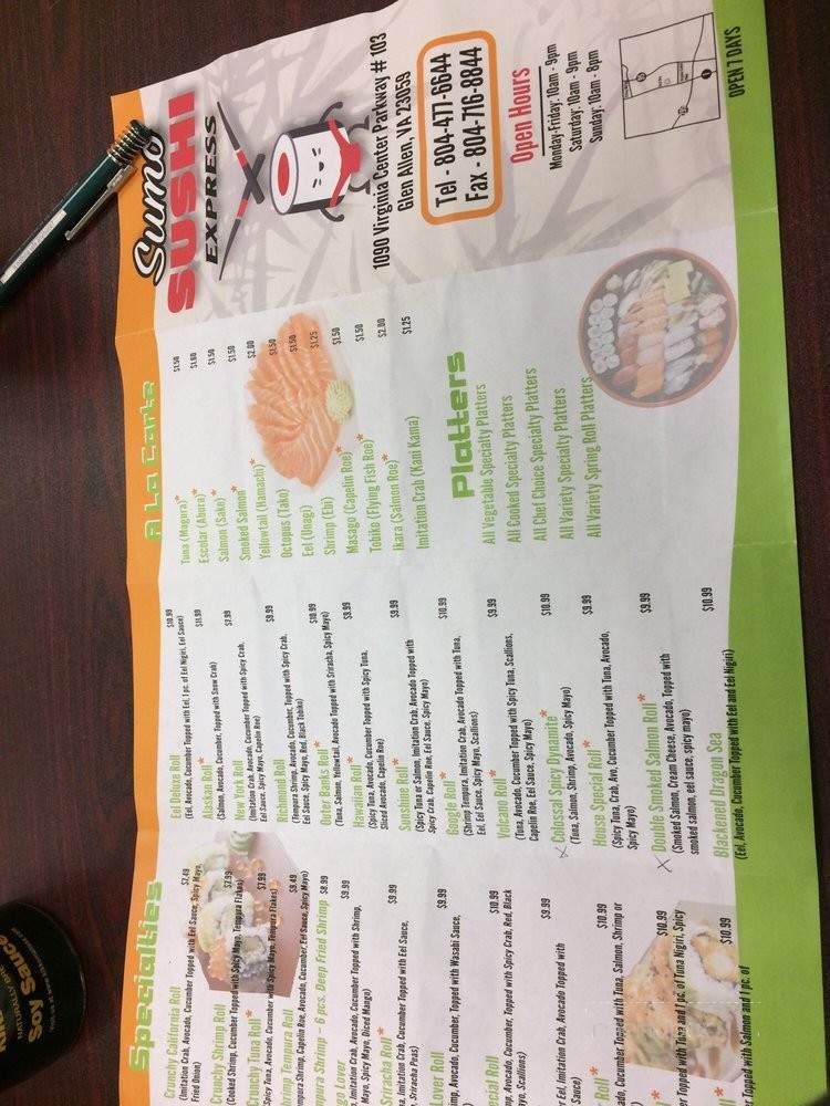 Sumo Sushi Express - Glen Allen, VA menu_pic