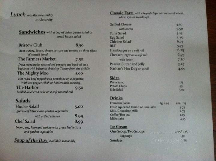 Marshall's Soda fountain - Urbanna, VA menu_pic