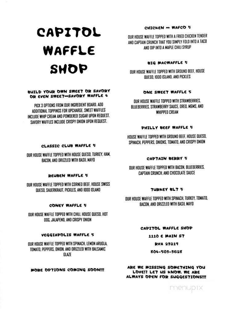 Capitol Waffle Shop - Richmond, VA menu_pic