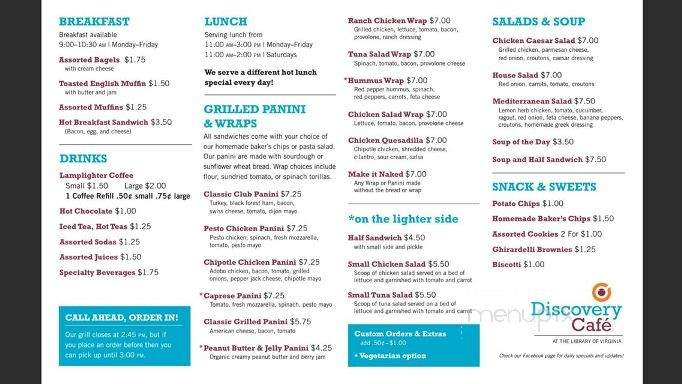 Discovery Cafe - Richmond, VA menu_pic