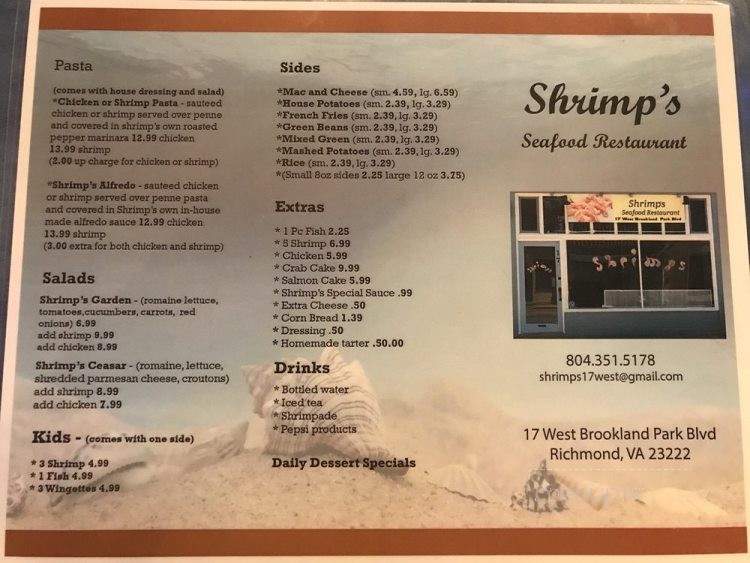 Shrimps - Richmond, VA menu_pic