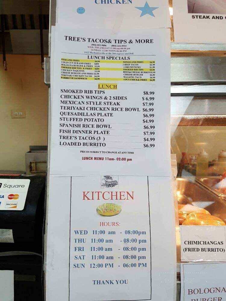 Tree's Tacos and Tips - Richmond, VA menu_pic