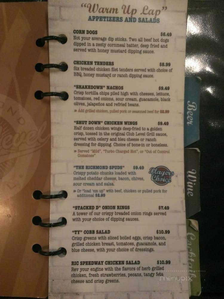 Club level Grille - Richmond, VA menu_pic