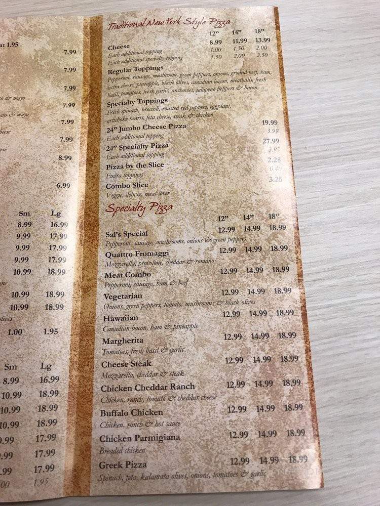 Sal's Pizza - Smithfield, VA menu_pic