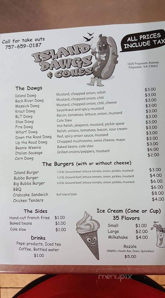 Island Dawgs and Cones - Poquoson, VA menu_pic