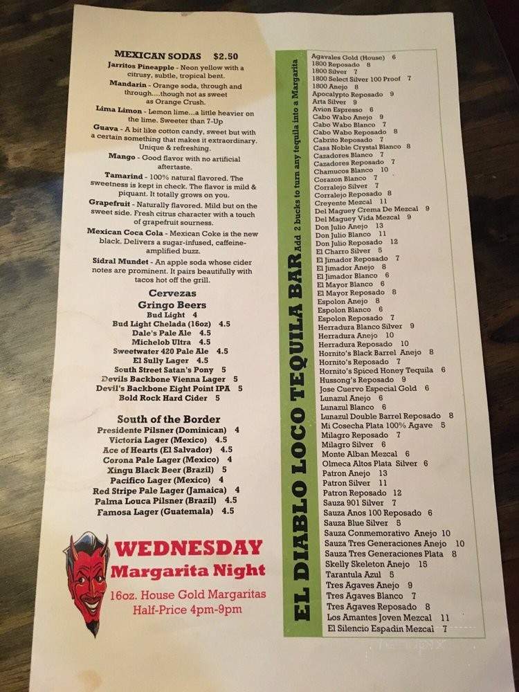 El Diablo Loco Cantina & Tequila Bar - Hampton, VA menu_pic