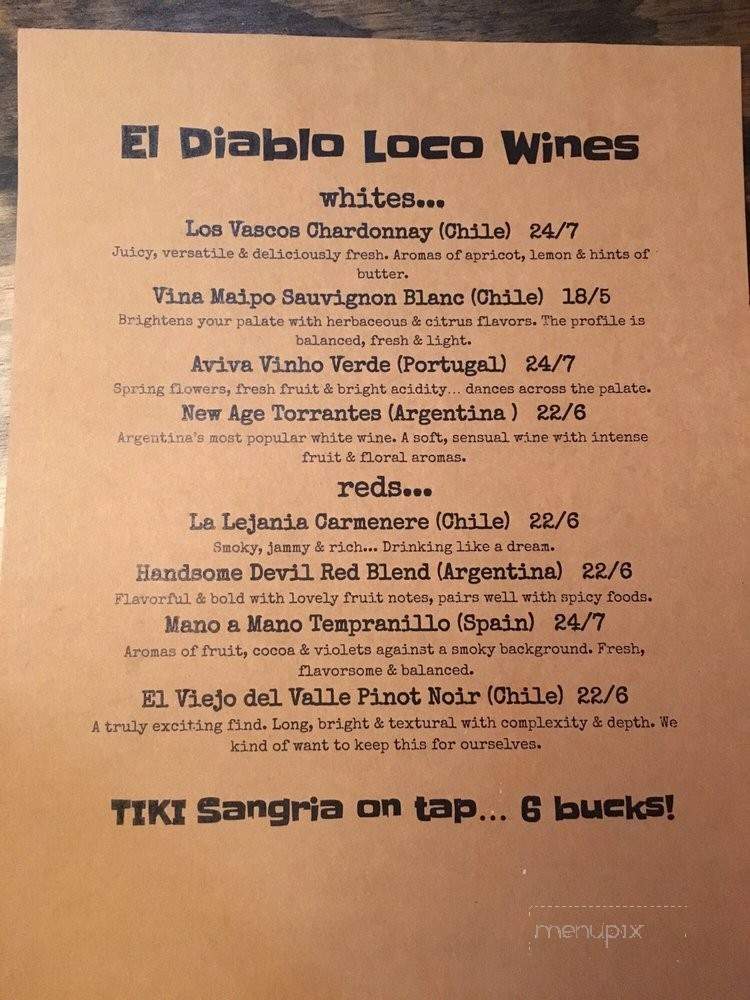 El Diablo Loco Cantina & Tequila Bar - Hampton, VA menu_pic