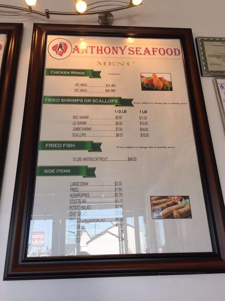 Menu of Anthony