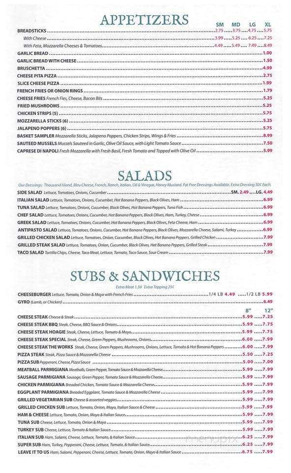 Bella Italia Restaurant - Hillsville, VA menu_pic