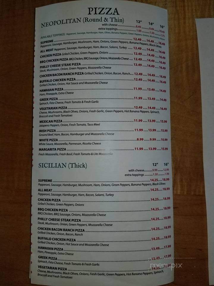 Bella Italia Restaurant - Hillsville, VA menu_pic