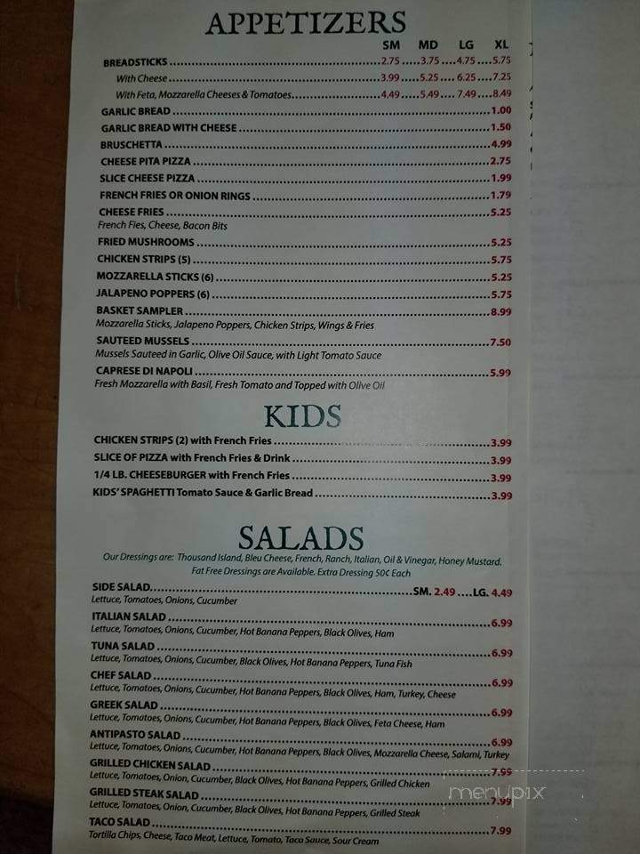Bella Italia Restaurant - Hillsville, VA menu_pic