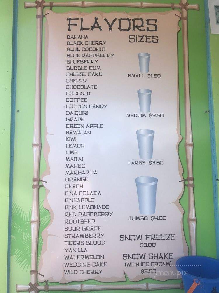 Beach Hut Shaved Ice - Lynchburg, VA menu_pic