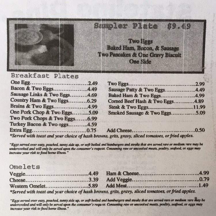 State line Diner - Danville, VA menu_pic