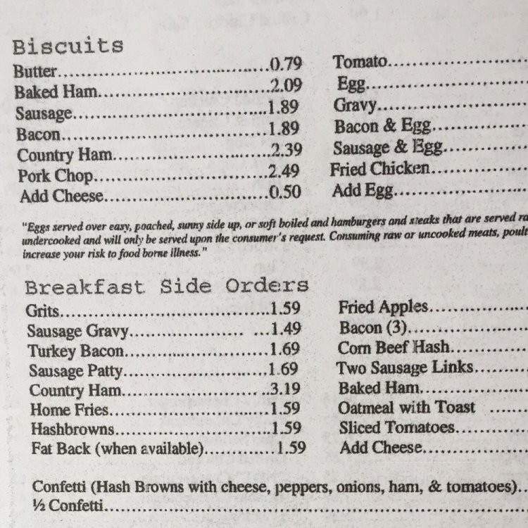 State line Diner - Danville, VA menu_pic