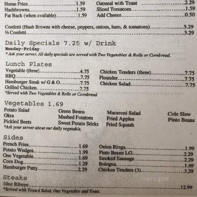 State line Diner - Danville, VA menu_pic