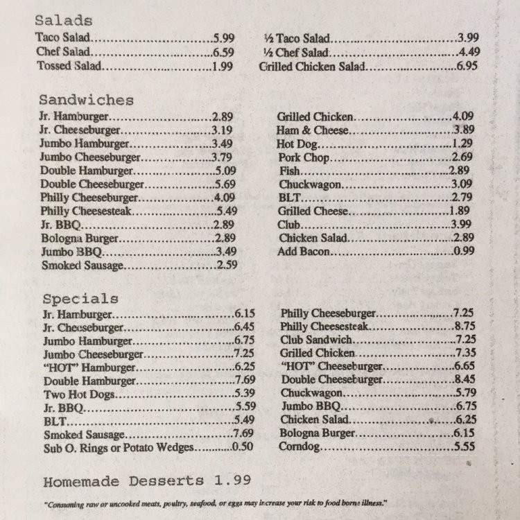 State line Diner - Danville, VA menu_pic