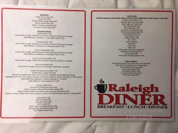 Raleigh Diner - Beckley, WV menu_pic