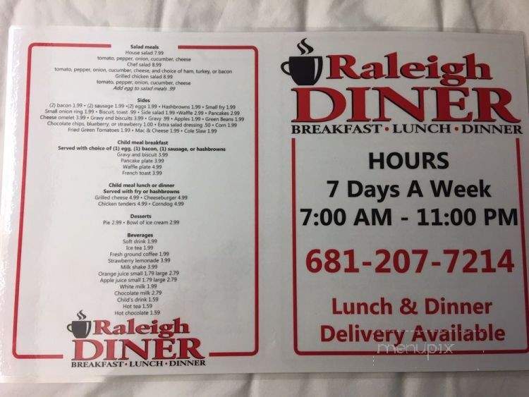 Raleigh Diner - Beckley, WV menu_pic