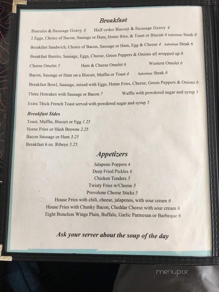 Debbie's Speedway Diner - Middlebourne, WV menu_pic