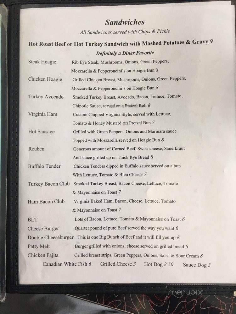 Debbie's Speedway Diner - Middlebourne, WV menu_pic