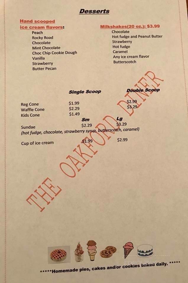 The Oakford Diner - Richwood, WV menu_pic
