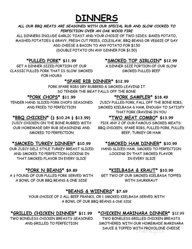 Smokehouse Barbeque - Glenville, WV menu_pic