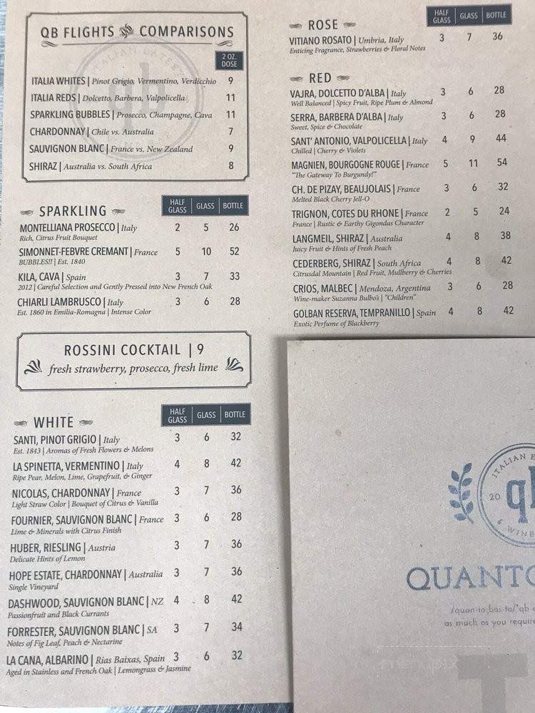 Quanto Basta West - Bermuda Run, NC menu_pic