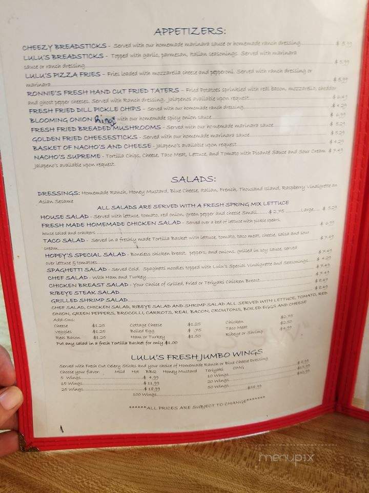 LuLu's Pizza - Danbury, NC menu_pic