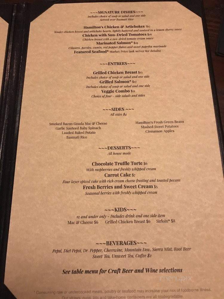 Hamilton's Steakhouse - Asheboro, NC menu_pic