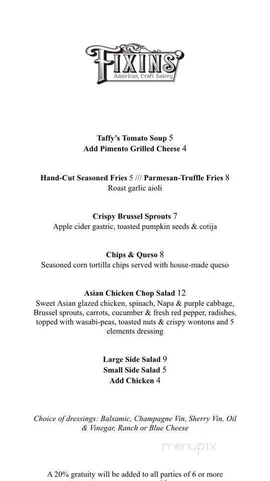 Fixins' American Craft Eatery - High Point, NC menu_pic