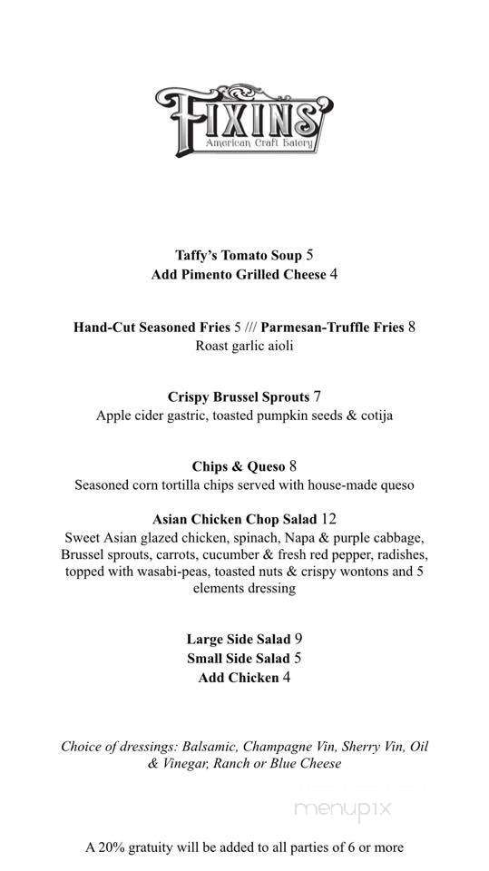 Fixins' American Craft Eatery - High Point, NC menu_pic