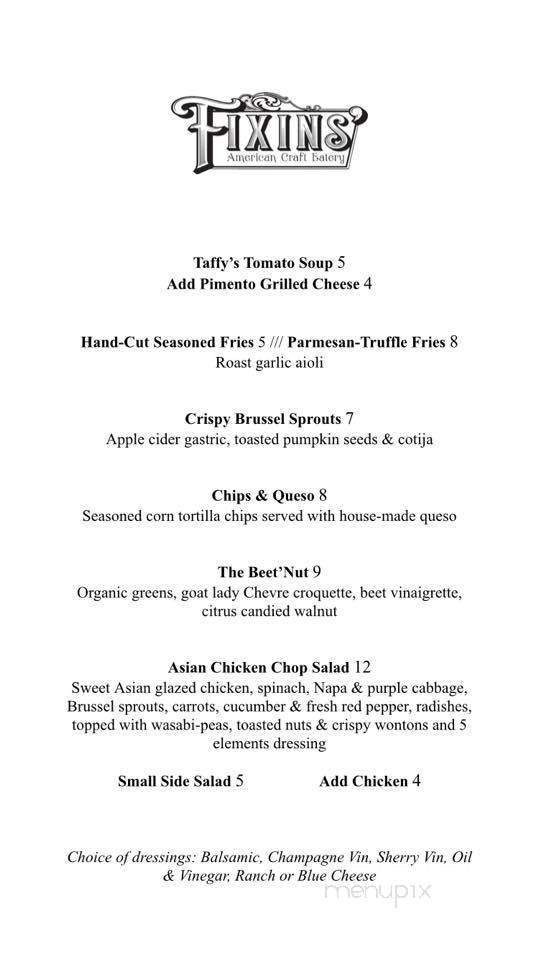 Fixins' American Craft Eatery - High Point, NC menu_pic