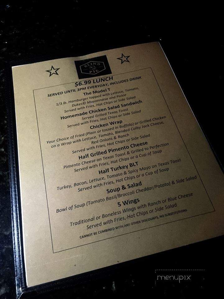 Blind Pig - Michigan City, IN menu_pic