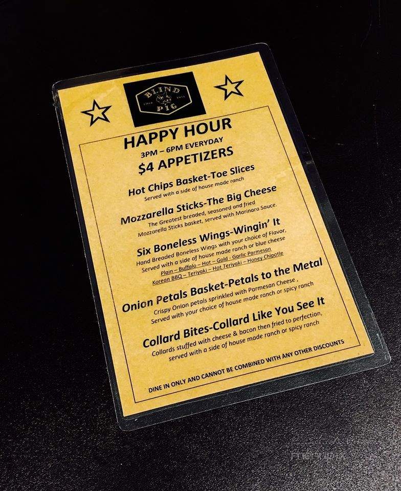 Blind Pig - Michigan City, IN menu_pic