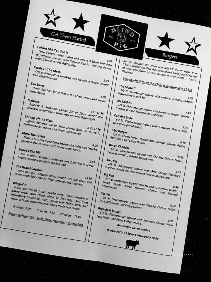 Blind Pig - Michigan City, IN menu_pic