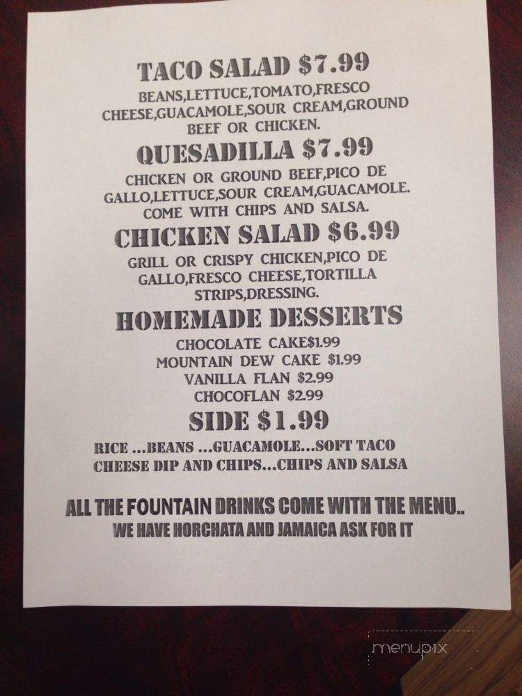 Flaviano's Mexican Restaurant - Greensboro, NC menu_pic