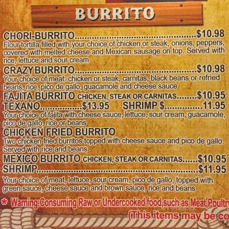 Vaquero's Diner & Mexican Grill - Greensboro, NC menu_pic