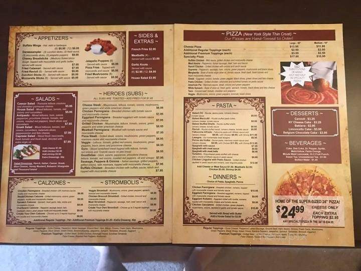 Jordana's Pizzeria and Ristorante - Benson, NC menu_pic