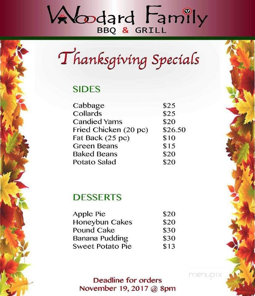 Woodard Family BBQ & Grill - Broadway, NC menu_pic