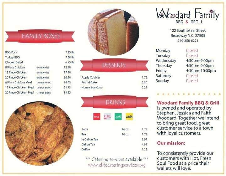 Woodard Family BBQ & Grill - Broadway, NC menu_pic