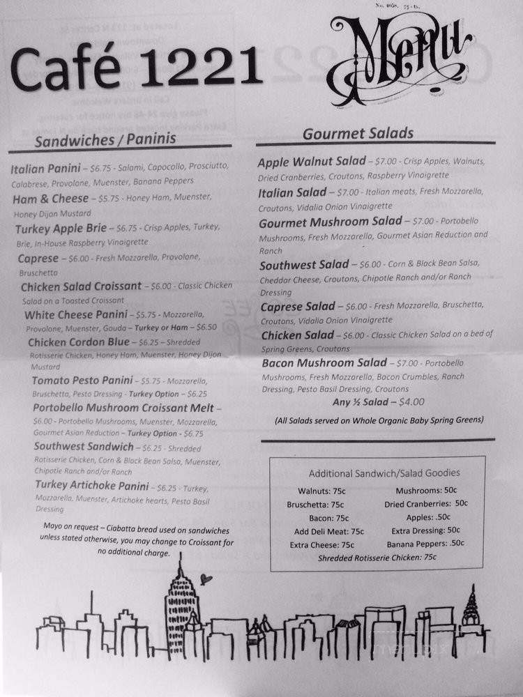 Cafe 1221 - Goldsboro, NC menu_pic
