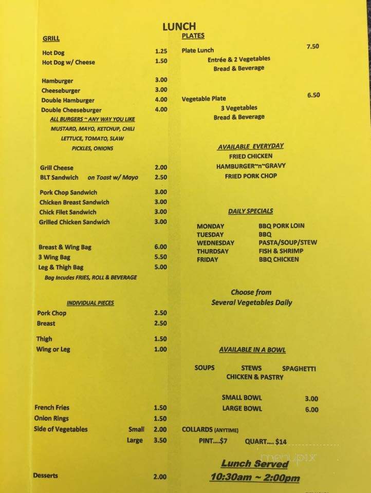 Roadrunner Cafe - Farmville, NC menu_pic