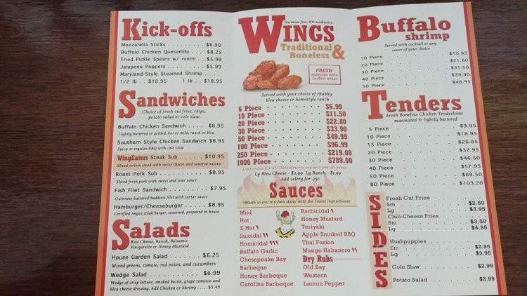 Wing Eaters - Concord, NC. menu_pic. 