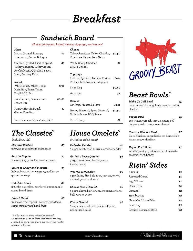 Groovy Beast - Gastonia, NC menu_pic